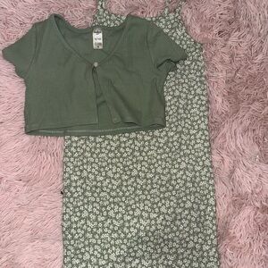 OshKosh B'gosh Green Floral Cami Dress Set